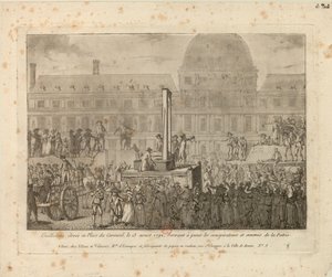 1792 年 8 月 13 日、カルーゼル広場に設置されたギロチン… 作： Unbekannt