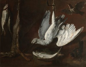 ウサギ、ヘラサギ、魚、1600年代半ば。 作： Unbekannt