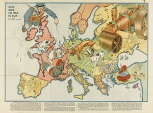 ハーク！ハーク！犬は吠えます！ヨーロッパの風刺地図、1914 作： Unbekannt