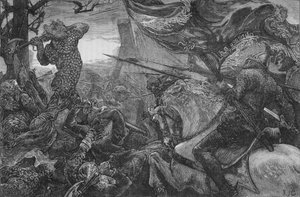 ヘイスティングスの戦いでのハロルド、1066年、c1880 作： Unbekannt