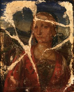 若い女性の頭部、15 世紀。 作： Unbekannt