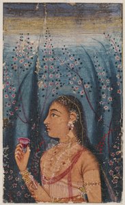 開花した茎に囲まれた若い女性の頭 c. 1620年。 作： Unbekannt