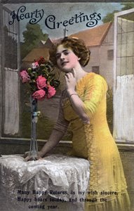 心のこもった挨拶、誕生日カード、c1918