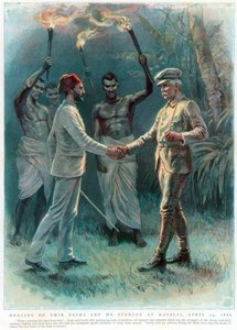 1888年4月29日、カヴァリでエミンパシャと会うウェールズ人ジャーナリスト兼探検家、ヘンリーモートンスタンレー
