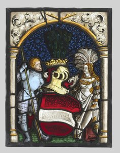 オーストリアの大公の腕を持つ騎士と女性を描いた紋章パネルc。 1515。 作： Unbekannt