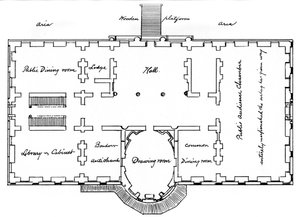 18世紀のホワイトハウス、1908年のホーバン元の計画 作： Unbekannt