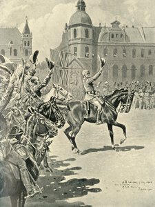 プレトリアで英国の旗を掲げる：ロバーツ卿が女王のために乾杯、1900年、1901年。 作： Unbekannt