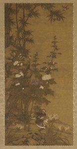 タチアオイとアヒル、16 世紀。 作： Unbekannt
