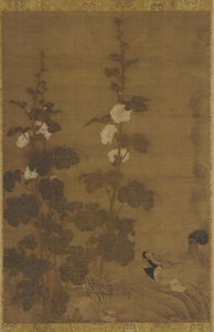 タチアオイとアヒル、明王朝、1368-1644。 作： Unbekannt
