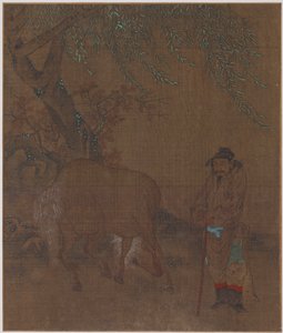 柳の下の馬と新郎、おそらく明王朝、1368-1644。 作： Unbekannt