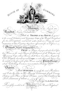 コモンズ下院決議は、Yeomanryボランティア隊、c1905のおかげで伝えられました 作： Unbekannt