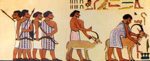 古代エジプト人がイスラエル人のエジプトへの到来をどのように描いたか、c1930。 作： Unbekannt