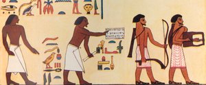 古代エジプト人がイスラエル人のエジプトへの到来をどのように描いたか、c1930。 作： Unbekannt