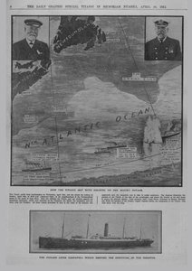 1912年4月20日、タイタニック号がどのようにして災害に遭遇したか、そしてキュナードライナーカルパチア... 作： Unbekannt