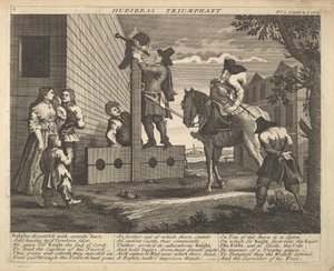 フディブラスの意気揚々プレート4：サミュエルバトラーズフディブラスへの挿絵、1725-30年。