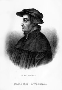 Huldrych Zwingli、スイスの神学者、1854年 作： Unbekannt