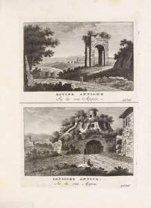 Vedute antiche e modne le piú interessanti della città di Roma av ukjent forfatter og utgitt at Presso Venanzio Monaldini, Stefano Piale in Piazza di Spagna (en, [ca 1820]) の挿絵。 作： Unbekannt