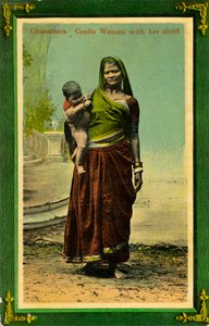 19世紀後半または20世紀初頭の子供、インドのカルカッタを持つインド人女性 作： Unbekannt