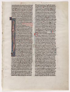 イニシャルI：絡み合った野獣と蛇：聖書の2つの切り抜き葉のうち2つ、c。 1225-1250。 作： Unbekannt