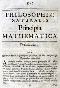 ニュートンの「Principia Mathematica」のタイトルページの内側。 作： Unbekannt