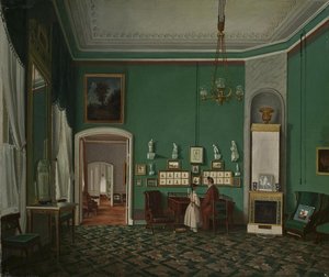 エンフィレードのあるインテリア、1830年代 作： Unbekannt