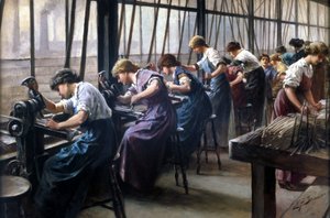 鉄鋼・鋳物 女性労働者がヤスリを削る様子 作： Unbekannt