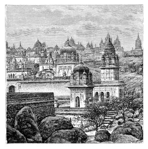 ジャイナ寺院、ジュナガド、グジャラート、インド、1895 作： Unbekannt