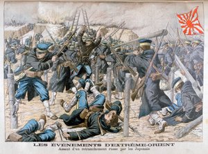 ロシアの塹壕への日本人の攻撃、日露戦争、1904 作： Unbekannt
