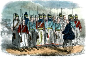 1864年の訓練中の日本兵 作： Unbekannt