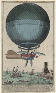 1785年、熱気球でイギリス海峡を渡った後、カレーに到着したジャンピエールブランチャードとジョンジェフリーズ 作： Unbekannt