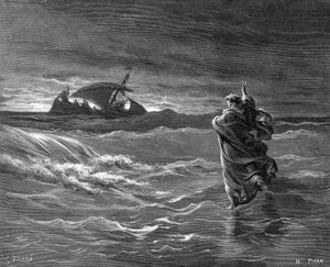 水の上を歩くイエス、1866年 作： Unbekannt