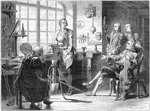 ジョセフブラックがグラスゴーのワークショップでジェームズワットを訪問、c1760 c1879 作： Unbekannt