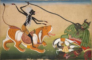 Kali Attacking Nisumbha、c。 1740。 作： Unbekannt