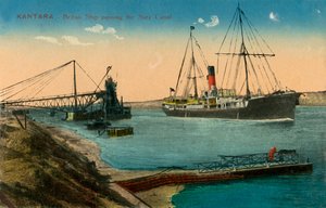 カンタラ-スエズ運河を通過するイギリスの船、c1918-c1939。