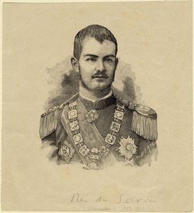 セルビア1876-1903年のアレクサンドル王、c。 1889 作： Unbekannt