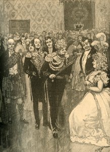 1822年1890年、エジンバラのホリールード宮殿で堤防を保持していたジョージ4世王。 作： Unbekannt
