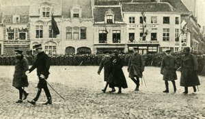 1914年12月4日、1920年、第一次世界大戦、ベルギー、ファーネスでのジョージ5世王。 作： Unbekannt