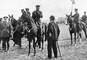 ジョージ5世、アルダーショットでの兵士の検査、第1次世界大戦、1914年〜1818年、c1920 作： Unbekannt
