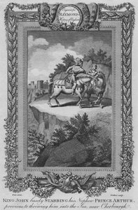 ジョン王は海に投げ込む前に、甥のアーサー王子を根本的に刺しました、c1787 作： Unbekannt