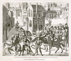 反乱軍と対峙するリチャード2世、農民の反乱、ロンドン、1381年、19世紀 作： Unbekannt