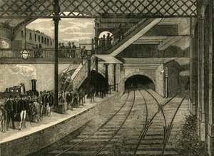 1868年の地下鉄キングスクロス駅、c1876。 作： Unbekannt