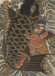 鯉と金太郎、19世紀。 作： Unbekannt