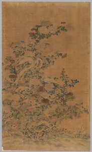 コッスパネル：岩と菊、1700年代-1800年代。 作： Unbekannt
