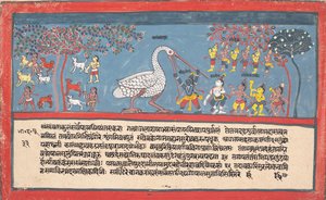 クリシュナは、分散したバガヴァタプラーナ...、1800年から1825年のクレーンの悪魔...を倒します。 作： Unbekannt