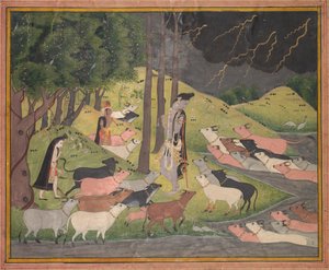 クリシュナ召喚牛、c。 1780-1790。 作： Unbekannt