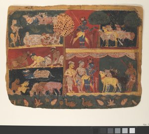 クリシュナと牛飼いたち。分散したバガヴァタ・プラーナのページ...1520年頃～30年頃 作： Unbekannt