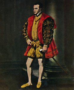 スペインのフィリップ2世1527-1598年。 -ティツィアーノによる絵画、1934年。 作： Unbekannt