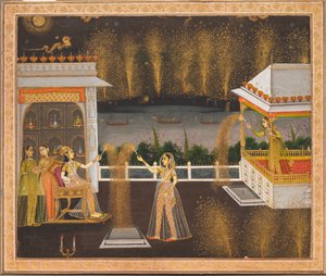 ディワリを祝う女性たちc。 1760。