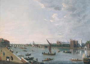 「ホースフェリーからのランベス宮殿」、c1750 作： Unbekannt