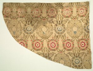 市松模様の地面に2つのオジヴァル花柄のランパス、1550-1575。 作： Unbekannt